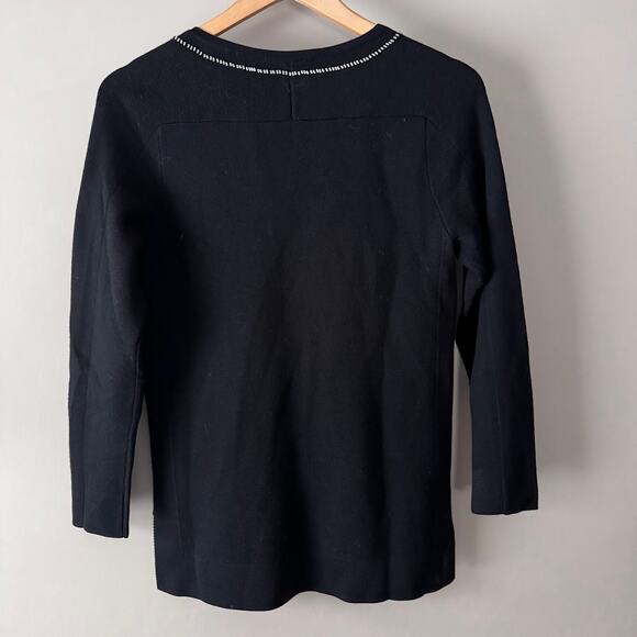 Tory Burch Black Embellished Merino Wool Sweater Tunic XS - Picture 2 of 6